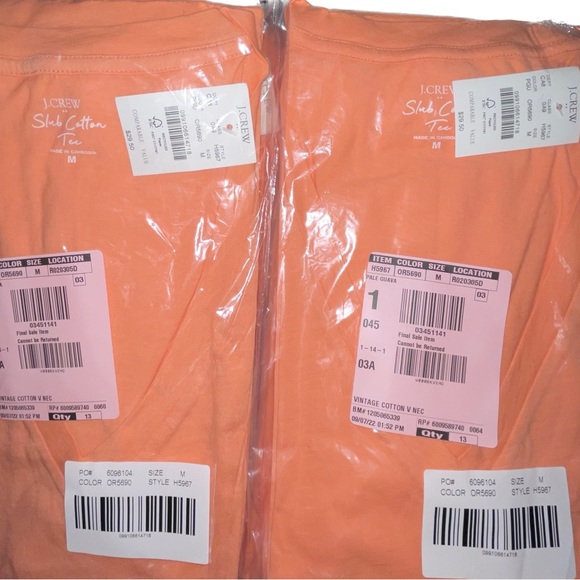 J. CREW V-Neck Tee Vintage Slub Cotton Pale Guava Short Sleeve T-Shirt NWT - Picture 10 of 12